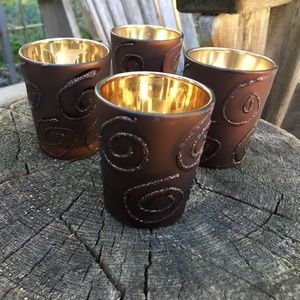 GORGEOUS Copper Glass Candle Holders set of 4